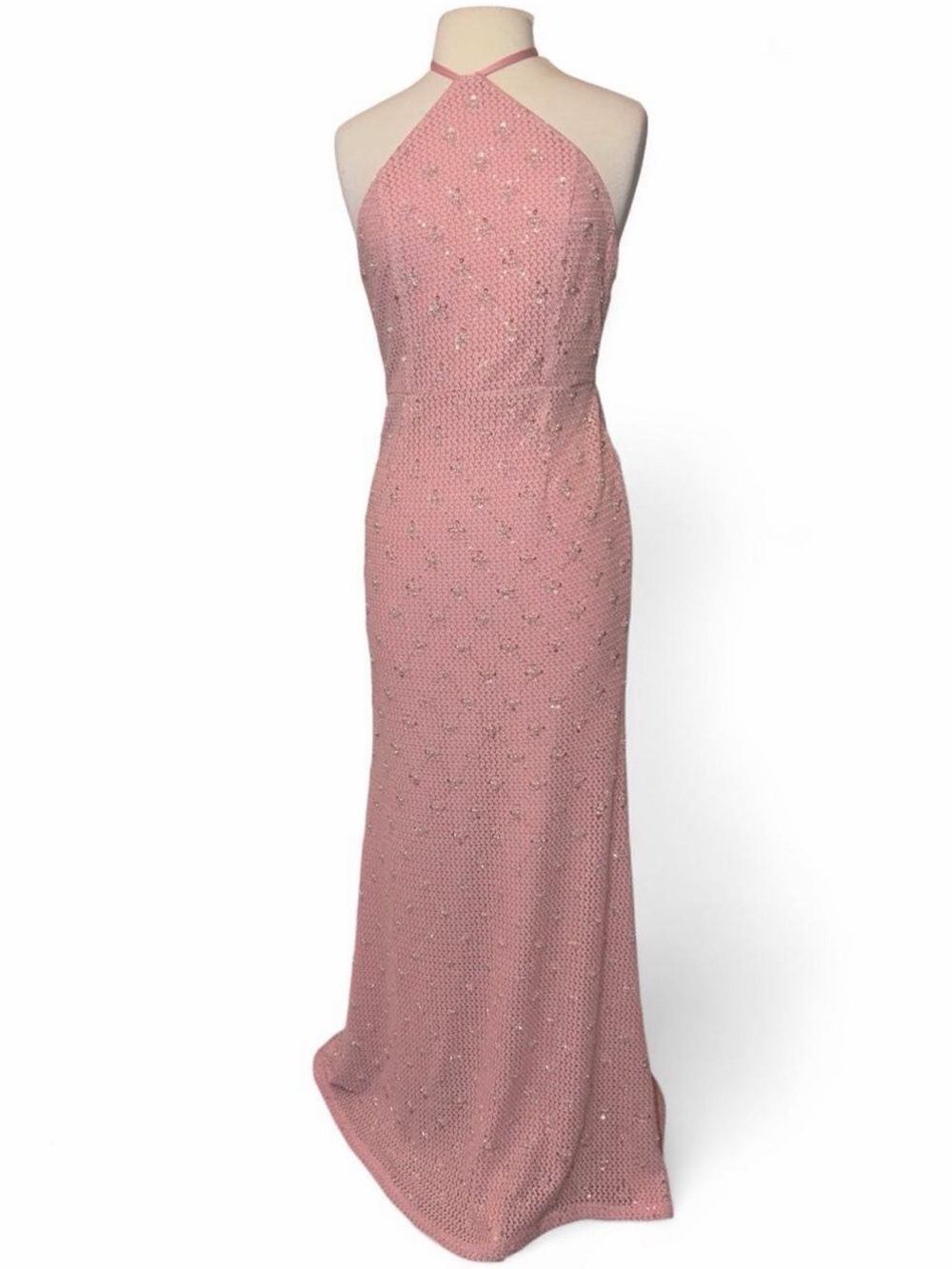 Hello Molly Pink Sequin Halter Maxi Gown - Size Large (US 8)